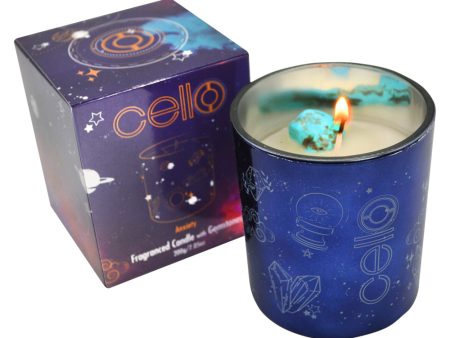 Cello - Gemstone Celestial Candle with Turquenite Gems - Ephemeral Breeze For Cheap