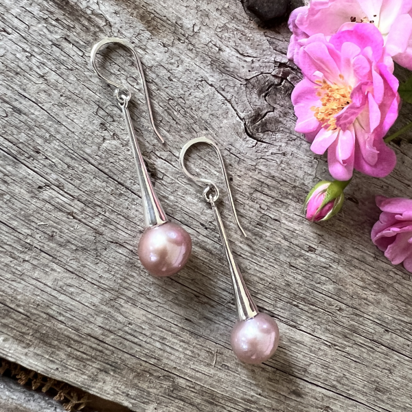 Pink Pearl Dangle Earrings Sale