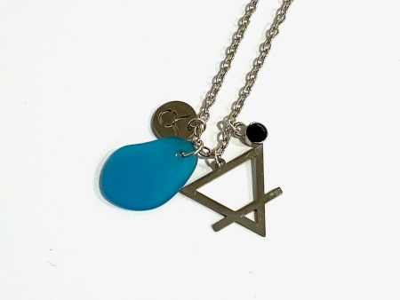 Taurus Constellation Necklace with Turquoise Sea Glass, Custom Birthstone, and Earth Element Fashion