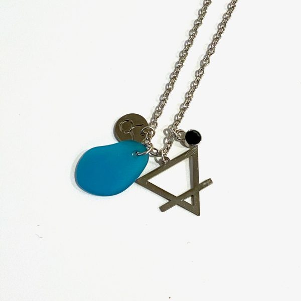 Taurus Constellation Necklace with Turquoise Sea Glass, Custom Birthstone, and Earth Element Fashion