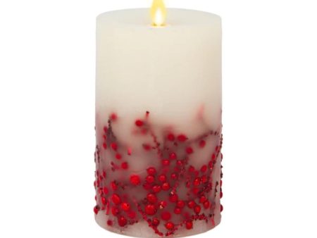 Luminara Indoor 3.25  x 6.5  Berry Inclusion Pillar Fashion