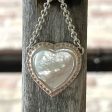 Mother of Pearl Heart Pendant Silver Necklace For Discount