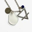 Virgo Constellation Necklace with White Sea Glass, Custom Birthstone, and Earth Element For Sale