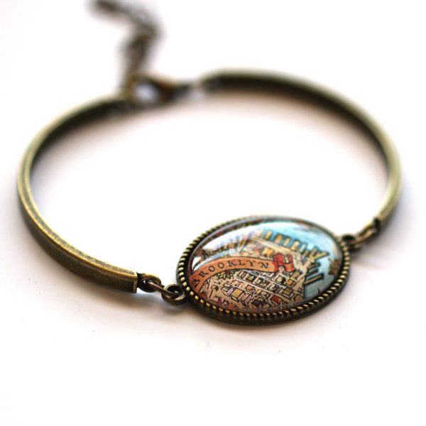 Brooklyn New York Vintage Map Bracelet Cheap