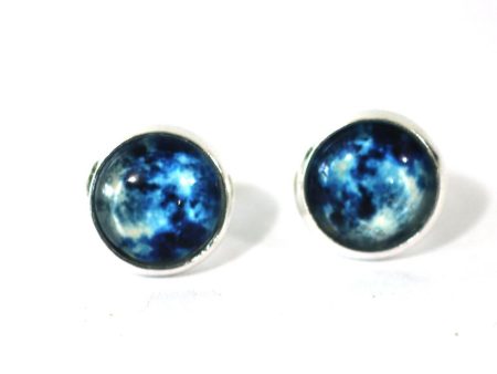 Blue Moon 12mm Glass Dome Cabochon Post Earrings    Perfect Wedding Gift for Bridesmaids Discount