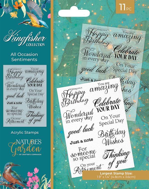 Nature s Garden - Kingfisher Collection - Clear Acrylic Stamps - All Occasion Sentiments Sale