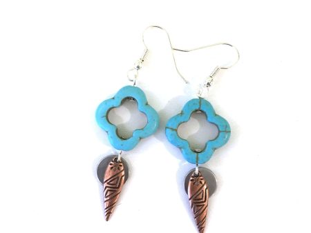 Barcelona Love Turquoise and Copper Dangle Earrings Supply