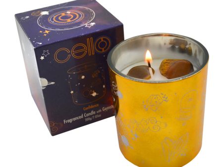 Cello - Gemstone Celestial Candle with Tigers Eye - Aromatic Bazaar For Discount