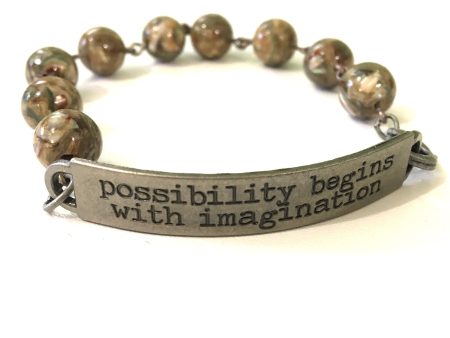 Possibility Begins with Imagination Quote Bracelet    Inspirational Jewelry    Gift for Her Online now