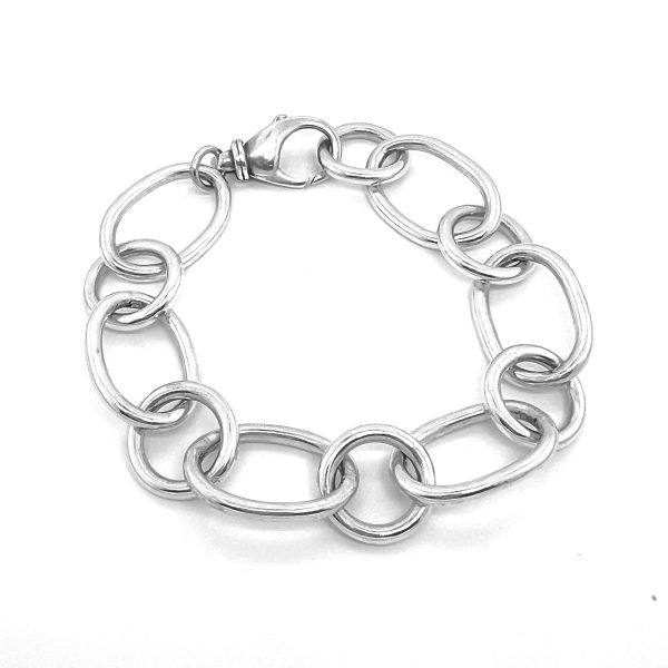 Silver Big Oval and Circle Link Bracelet Online Sale