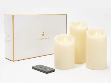 Luminara Gift Box Ivory Pillar 3pk Online now