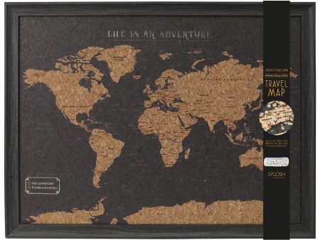 Splosh Travel Map - World Map - Small - Black on Sale