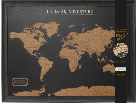 Splosh Travel Map - World Map - Large - Black Fashion