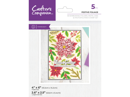 Crafter s Companion 3D Embossing Folder, Metal Die & Photopolymer Stamp - Festive Foliage Discount