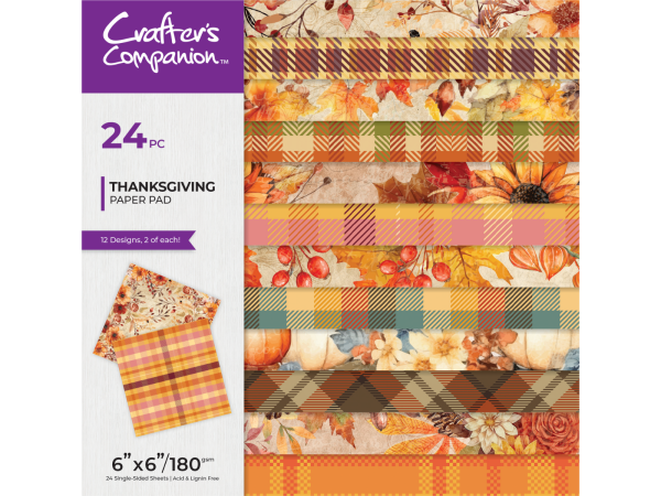 Crafters Companion Thanksgiving Collection 6” x 6” Paper Pad Online Sale