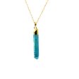 Blue Raw Aurora Crystal Pendant on 18  Long 24k Gold Plated Chain For Cheap