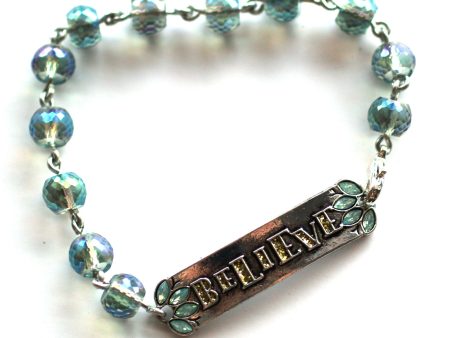 Believe Bracelet    Delicate Crystal Bead Bracelet    Motivational Gift Hot on Sale