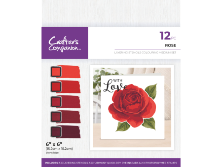 Crafters Companion - Layering Stencils Colouring Medium Set - Rose Supply