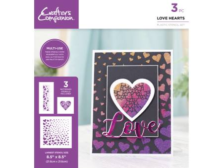 Crafters Companion Stencil Set - Love Hearts Online Hot Sale