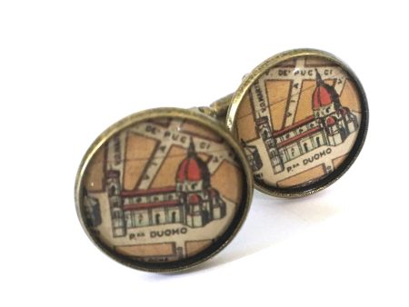 Santa Maria Cathedral Florence Italy Vintage Map Cufflinks Fashion