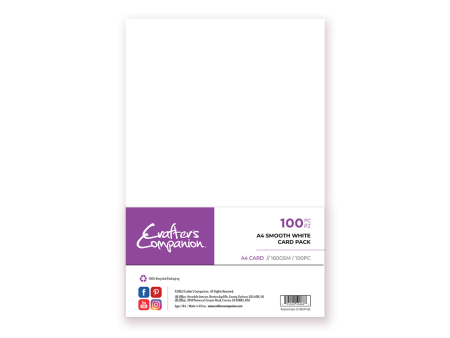 Crafter s Companion - A4 Smooth White Card Pack 160 GSM - 100pc Fashion