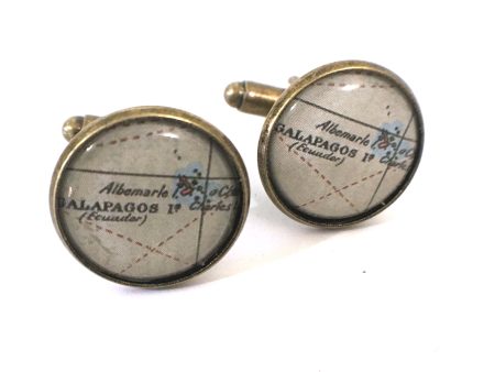 Galapagos Vintage Map Cufflinks Discount