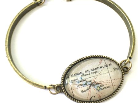 Hawaii Vintage Map Bracelet For Sale