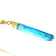 Blue Raw Aurora Crystal Pendant on 18  Long 24k Gold Plated Chain For Cheap