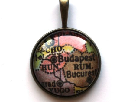 Budapest Vintage Map Small Pendant Cheap