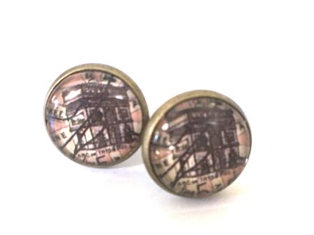 Arc de Triomphe Vintage Map Post Earrings Sale