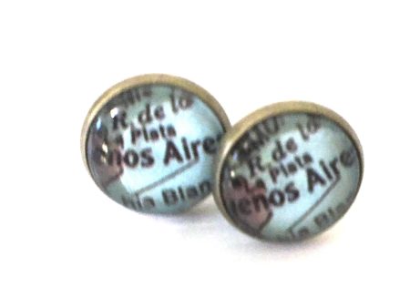 Buenos Aires Vintage Map Post Earrings For Discount