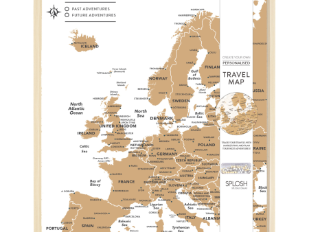 Splosh Travel Map - Europe Map - Desk - White Fashion