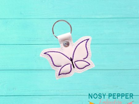 Butterfly Minimalist Snap tab (Single and Multi included) machine embroidery design DIGITAL DOWNLOAD For Sale