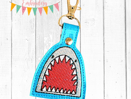 Shark Mouth Snaptab (2 sizes included) machine embroidery design DIGITAL DOWNLOAD Sale