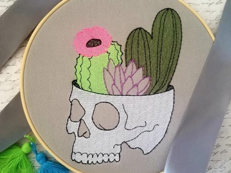 Cactus Skull Sketchy (4 Sizes included) machine embroidery design DIGITAL DOWNLOAD Online now