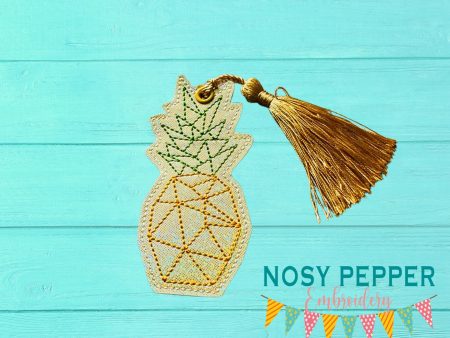 Pineapple Bookmark bag tag ornament set 4x4 machine embroidery design DIGITAL DOWNLOAD For Cheap