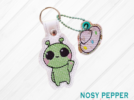 Alien Snap tab and Charm Set sketchy fill 4x4 machine embroidery design DIGITAL DOWNLOAD For Sale