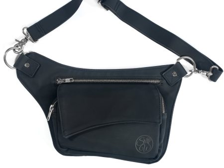 Black Vegan Leather Hip Bag (Gun Metal) Online