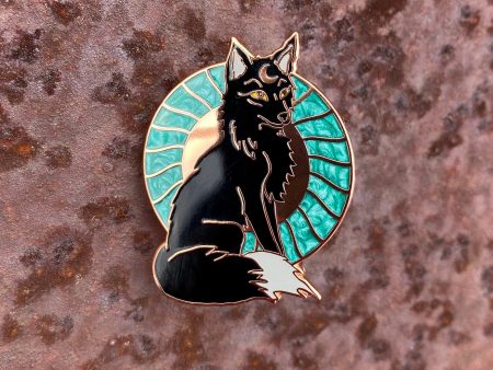 Black Fox & Sun Enamel Pin Fashion