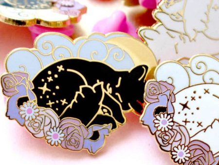 Black Sleeping Cat Enamel Pin For Discount