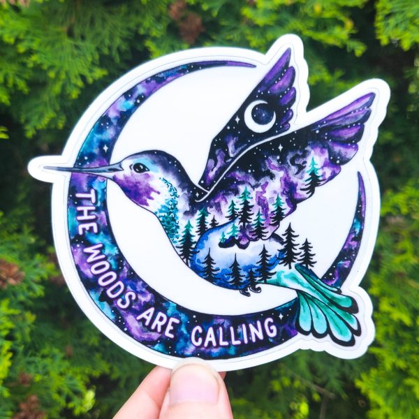 Hummingbird  The Woods Are Calling  Sticker Hot on Sale